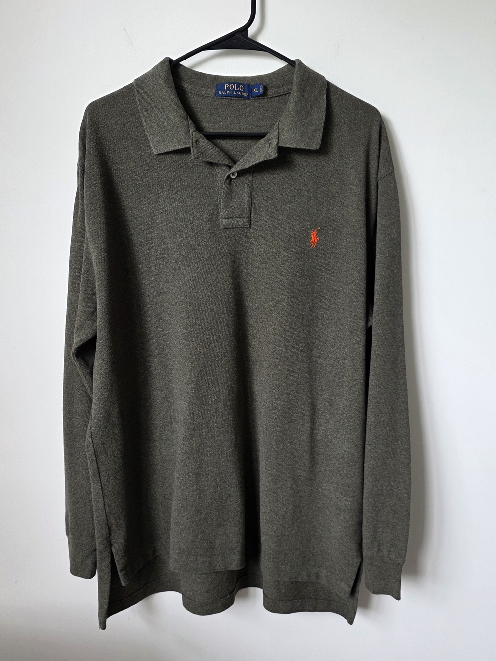 Polo Ralph Lauren Men's Long Sleeve Polo Shirt XL Olive Green Cotton Pony Logo